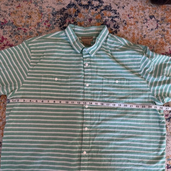Scandia Woods Men’s Green/White Striped 100% Cotton Button Down Short Sleeve 2XL - Picture 9 of 11